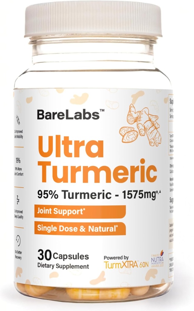 Turmeric Curcumin Capsules for Joint & Immune Support + High Abxia Single Dose, Water-Dispersible Formula - 30 Day Supply