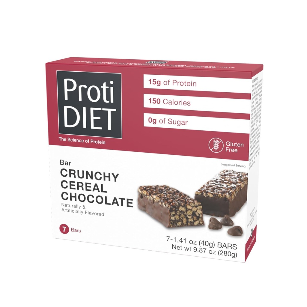 ProtiDIET Gluten Free Crunchy Cereal Chocolate Fiber Protein Bars - Yüksek Protein Snacks, Perfect On-the-Go Beslenme Snacks to Support a Busy and Active Lifestyle - 7 Protein Bars Per Box