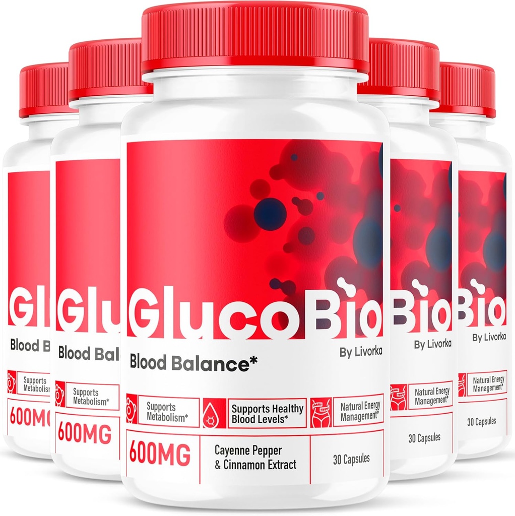 (5 Pack) GlucoBio Capsules - Resmi Gluco Bio Support Pills, Genel Denge için Gelişmiş Formula, GlucoBio Pills, GlucoBio Supplement, Glucovio Yorumlar, 150 Capsules for 5 Ay