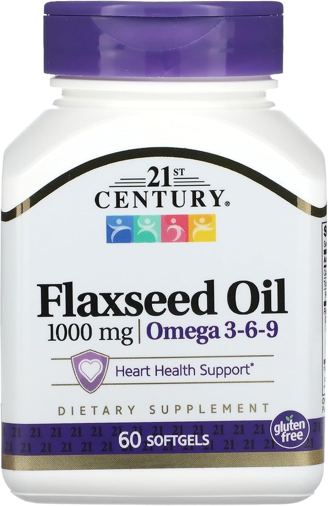 21. Yüzyıl Flaxseed Oil 1000 mg Softgels, 60 Kont (22407)