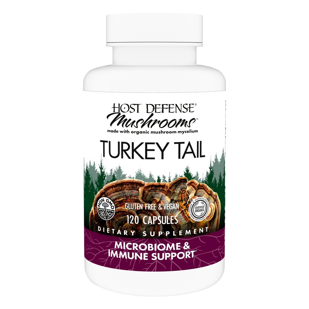 Host Defense Turkey Tail Capsules - Digestive Health & Immune Response Support Supplement - Mushroom Supplement for Gastrointestinal & Gut Microbiome Support - 120 Capsules (60 Servisler)*