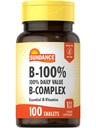 Sundance Vitamin B-Complex 100% Günlük Değer | 100 Tablet | Vegetarian, Non-GMO ve Gluten Free Supplement