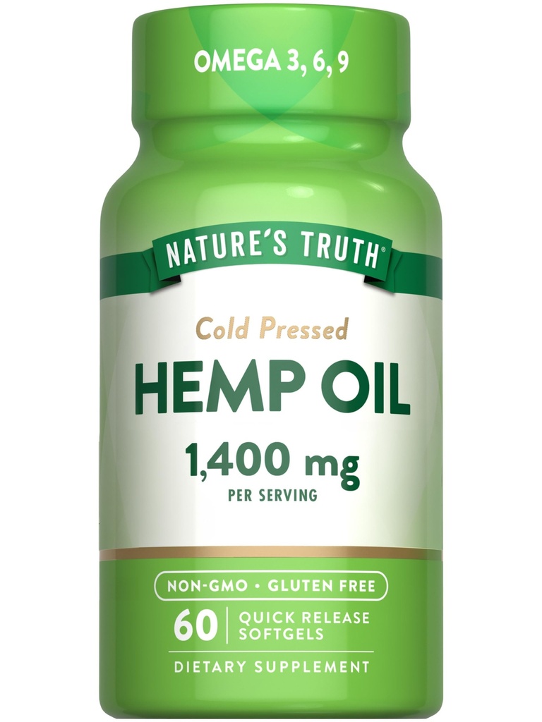 Nature's Truth Hemp Oil Softgels | 1400 mg | 60 Kont | Omega 3 6 9 | Cold Pressed | Non-GMO & Gluten Free Supplement Supplement Supplement