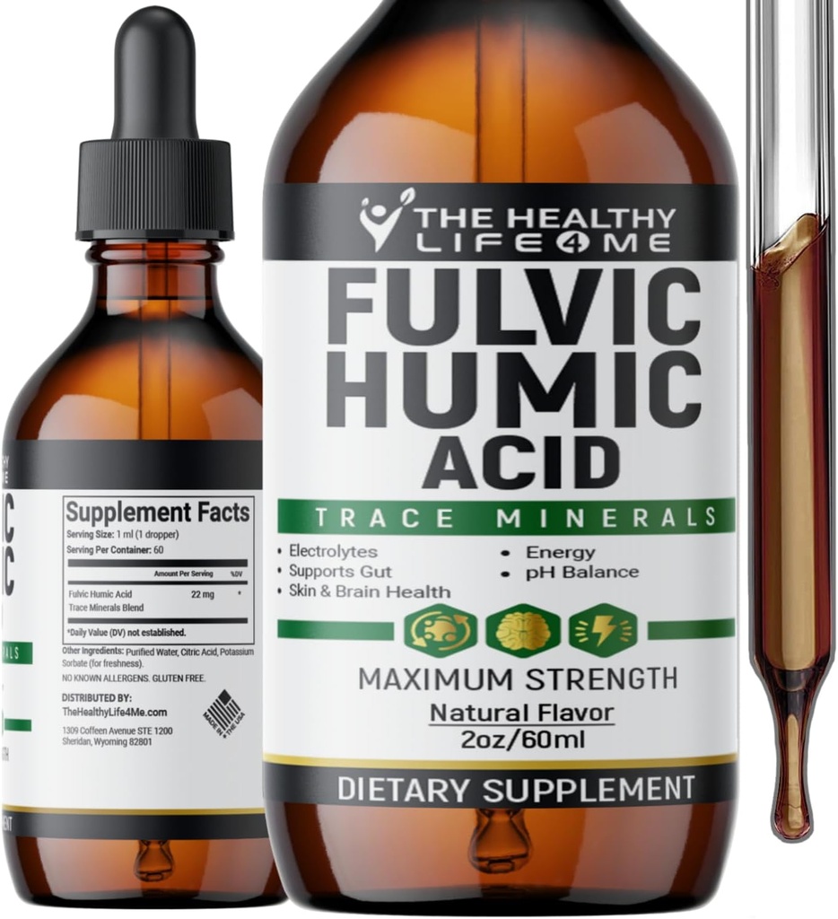 Fulvic Acid + 72 Trace Minerals | Fulvic Humic Acid | Digestion | Hydration | Keto, Diyeter Supplement Drop| Enerji | pH Denge | 2Month Supply | Sağlıklı Yaşam 4 ME
