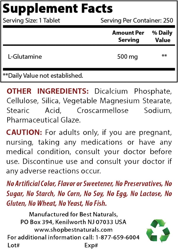 En İyi Doğallar L-Glutamine 500 mg & Selenium 200 mcg