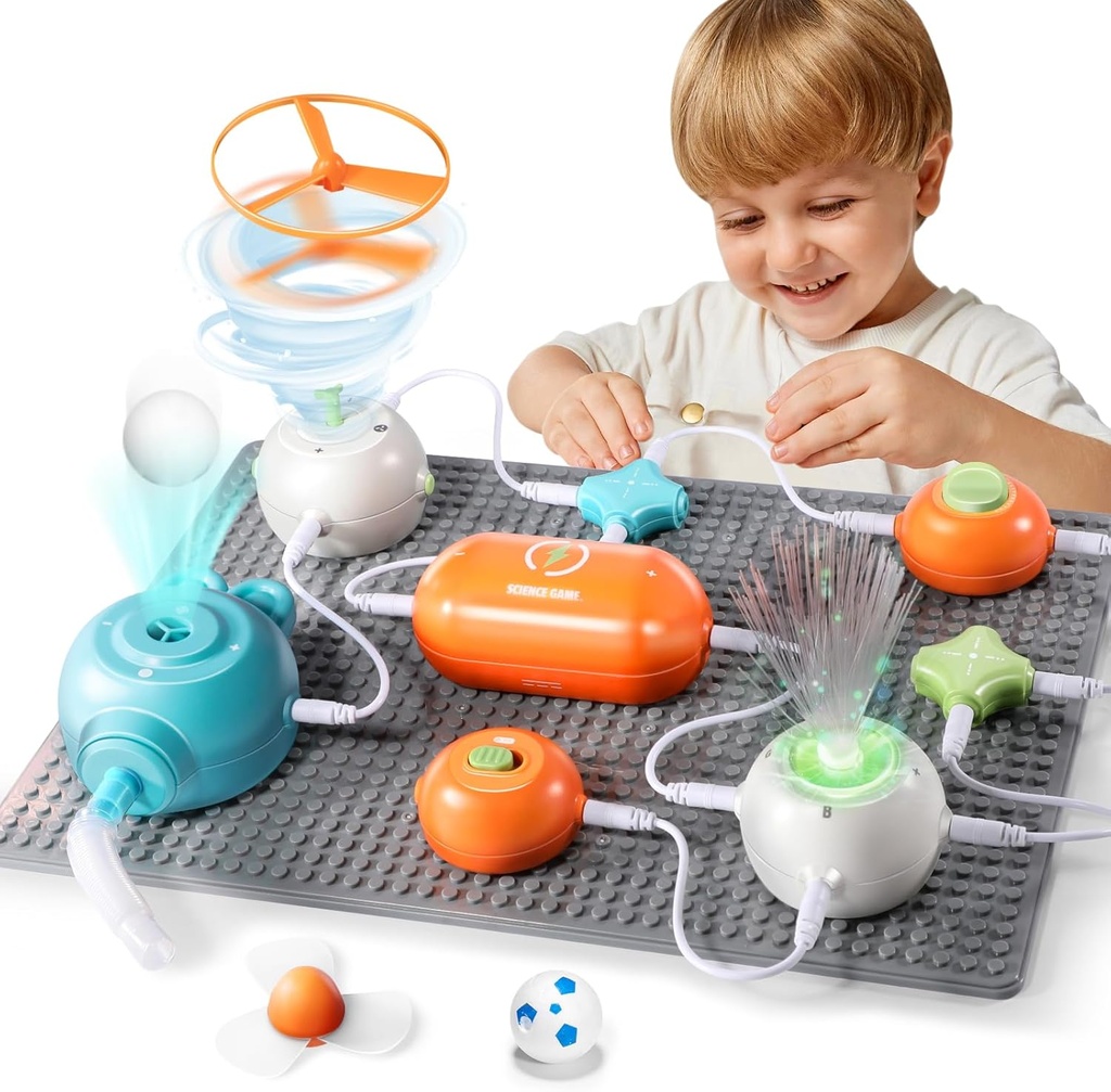 Circuits Science Kit for Kids Ages 3-12 | 64 STEM Projects with 25 Electronic Parts | No Soldering, Kids Circuit Board Kit with Fan, RGB Lights| Educational STEM Toy Gift for Boys & Girls 6-8