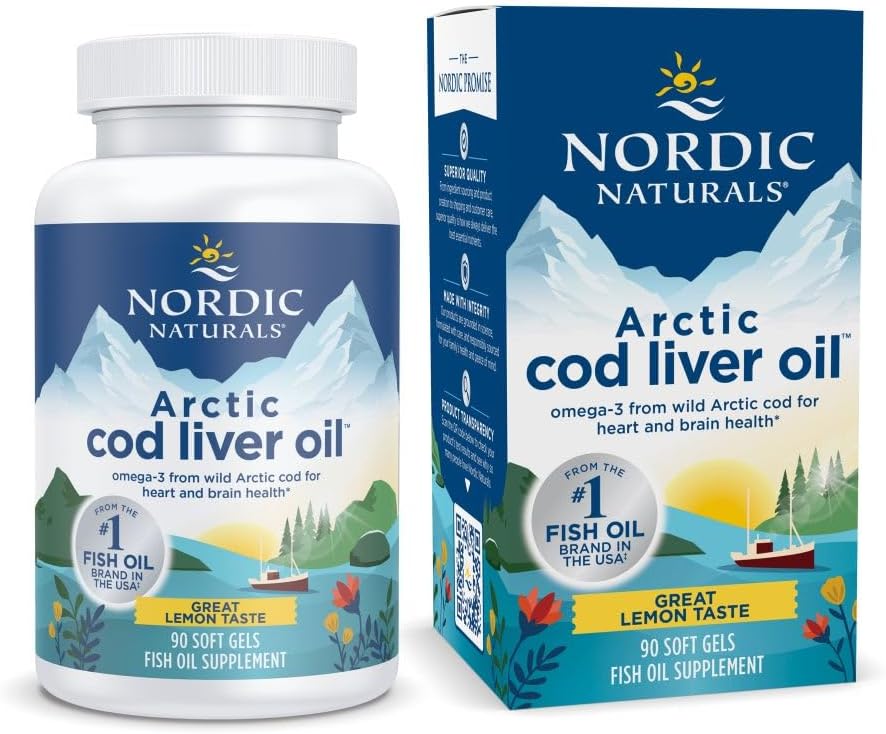 Nordic Naturals Arctic Cod Liver Oil, Lemon - 90 Soft Gels - 750 mg Total Omega-3s with EPA & DHA - Heart & Brain Health, Health Immunity, General Wellness - Non-GMO - 30 Hizmetler