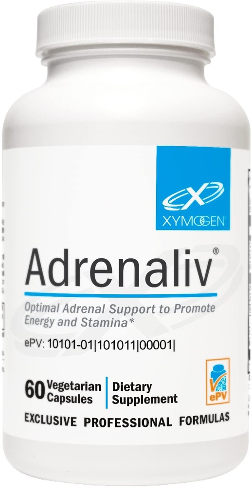 XYMOGEN Adrenaliv - Bedenin Strese Yanıtı, Enerjiyi ve Stamina'yı Teşvik etmek için Adrenal Destek Supplement - Adrenal Kompleksi, Licorice, Vitamin B6 (60 Capsules)