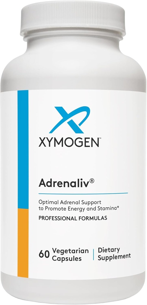 XYMOGEN Adrenaliv - Bedenin Strese Yanıtı, Enerjiyi ve Stamina'yı Teşvik etmek için Adrenal Destek Supplement - Adrenal Kompleksi, Licorice, Vitamin B6 (60 Capsules)