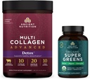 Eski Beslenme Multi Collagen Advanced Toz Cleanse & Detox, Unflavored, 36 Hizmet + Organik Süper Yeşiller Tablet 90 Kont
