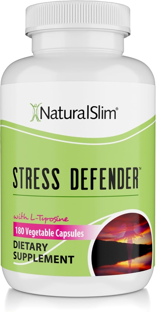 NaturalSlim Stress Relief Supplement - Defender στρες, High Cortisol Reducer, Control Cravings, Sleep & Μεταβολισμός Υποστήριξη με Βιταμίνη Β5 Παντοθενικό οξύ & L Τυροσίνη - 180 κάψουλες λαχανικών