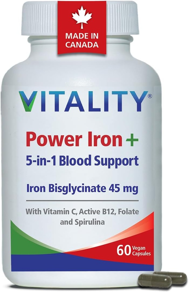 Vitality Power Iron ve Spirulina, 60 CT