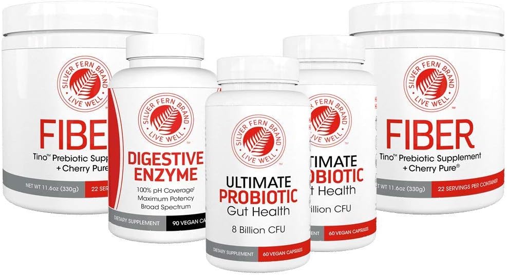 Silver Fern Brand 60 ημέρα Digestive System Reboot Kit - Συντήρηση & Υποστήριξη για την υγεία των ούρων - Probiotic, Fiber & Digestive Enzymes