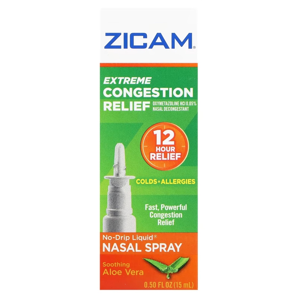 Zicam Extreme Congetion Relief No-Drip υγρό Nasινικό σπρέι με καταπραϋντική αλόη Βέρα, 0.5 ουγγιά
