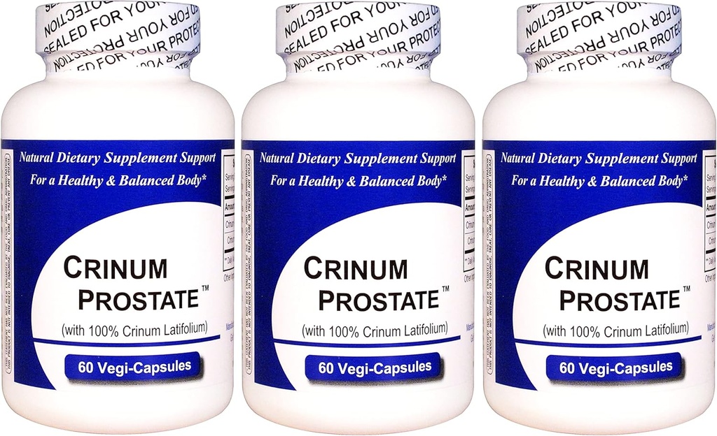 Crinum Prostate 3-Pack (60 Vegi Caps per Şişe)% 100 Yoğun Vietnam Crinum Latifolium, Silikon Dioksi, Talc, Magnezyum Sterate, vb. gibi Sentetik Olmayanlar Yoktur.