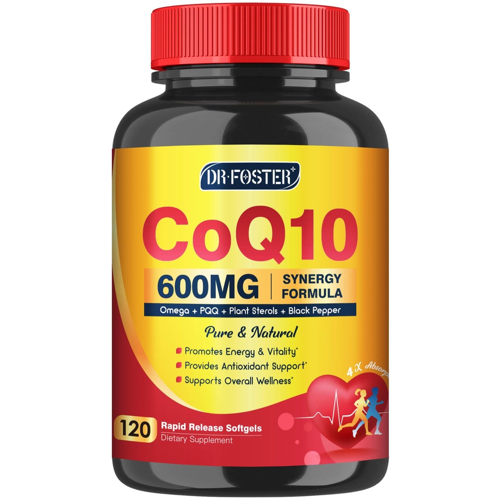 CoQ10 600 mg Softgels CoQ10 Supplement - CQ10 Coenzyme-Q10 ile Omega 3 & PQ & Vitamin E, CoQ10 400 mg Softgels, 60 Servisler