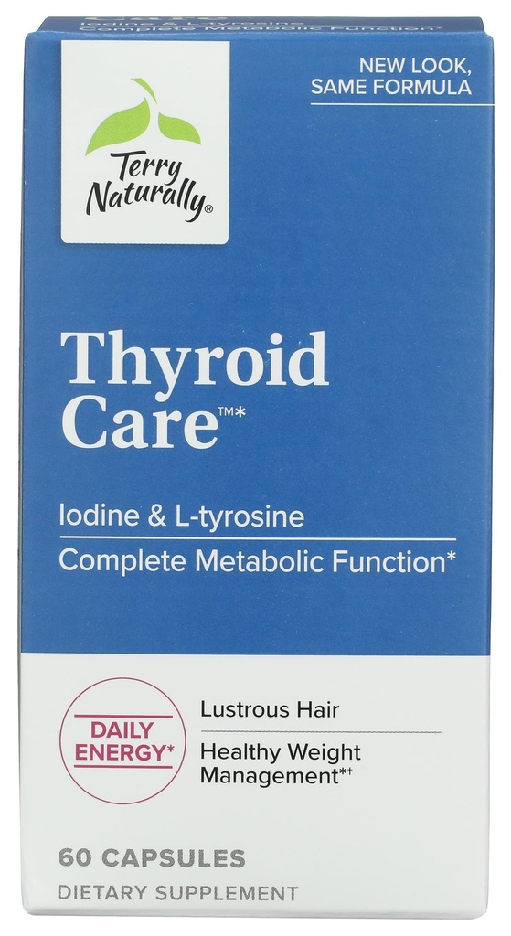 Terry Φυσικά Thyroid Care - Immune Health & Energy Support Formula - Συμπλήρωμα διατροφής με ιώδιο για την υποστήριξη της υγείας του θυρεοειδούς - Συμπλήρωμα ευεξίας με L-Τυροσίνη - 60 κάψουλες