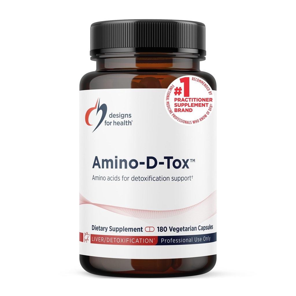 Designs for Health Amino-D-Tox - Amino Acid Detox + Liver Cleanse Support - Supplement Blend with Glycine, Calcium D Glucarate, NAC + More - Non-GMO (180 Capsules)