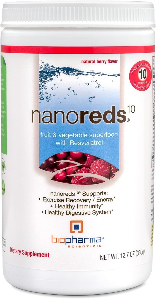 Biyofark Bilimsel Nanoreds: Reds Superfood Meyve & Sebze Toz Digestive Health & Immunity with Antioksis, VitaminC, Elderberry, Pomegranate, Berry Flavor, 30 Hizmetler