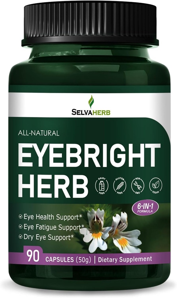 Eyebright Herb Capsules, Natural Herbal Extract for Eye Health Support, Eye Fatigue Support & Dry Eye Support. 90Capsules