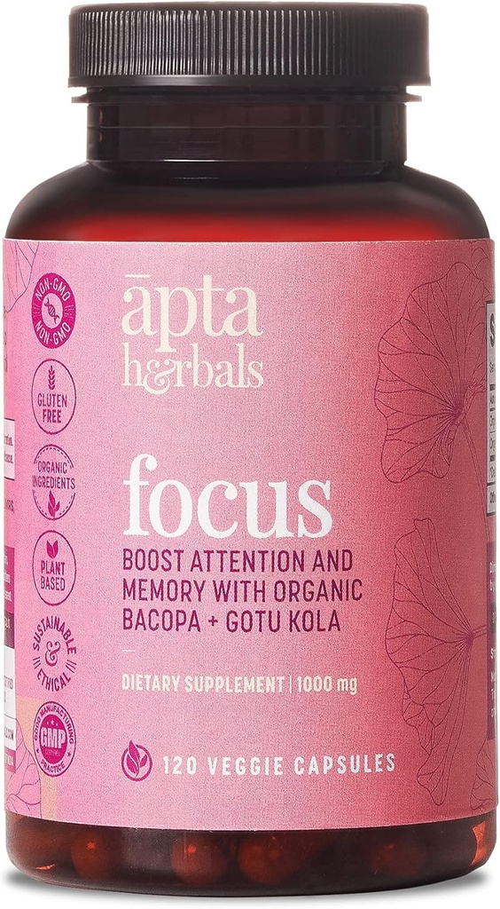 Focus, Herbal Supplements, 120 Veggie Capsules, Focus, Concentration ve Memory