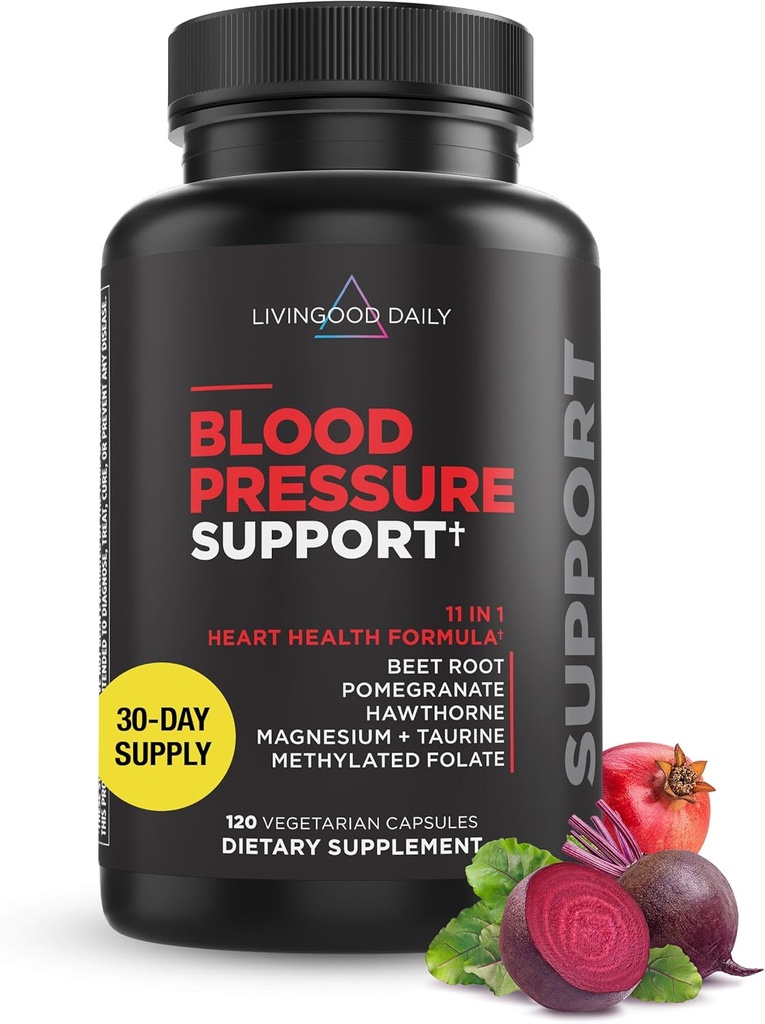 Lifeood Daily Blood Printing Support, Heart Health Supplement for Men & Women with Beet Root, Pomegranate, Hawthorn, Magnezyum & Taurin, Cardiovascular Support Formula, Vegan, 120 Capsulescular
