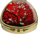 Pill Box Cherry Blossoming Pill Case Pocket Purse Portatif Seyahat Tabletleri Organize Cam Cover Dekoratif Fan Shap