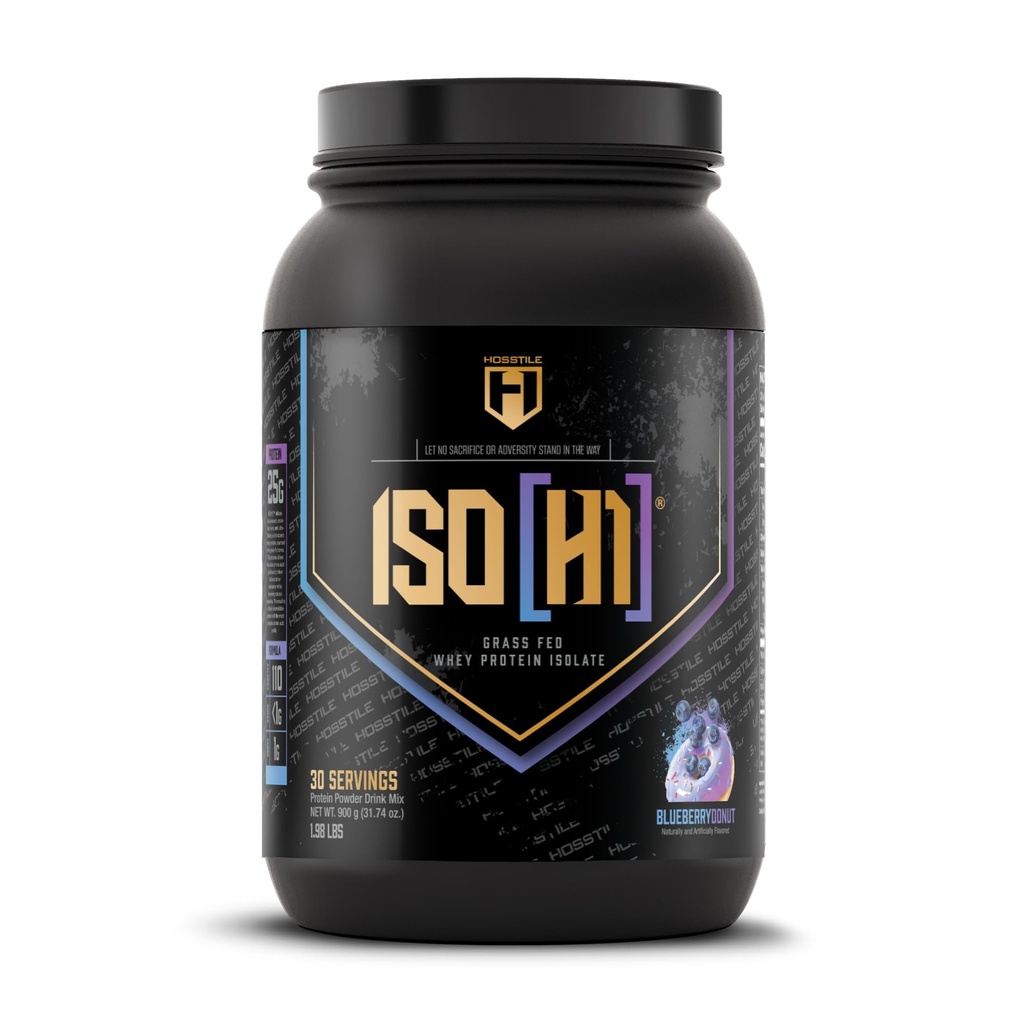 HOSSTILE ISO[H1] Grass Fed Whey proteini Digestive Enzymes, Whey Protein Tozu ve Kas Kurtarma, Post Workout Recovery Drink, Blueberry Donut, 30 Hizmetler