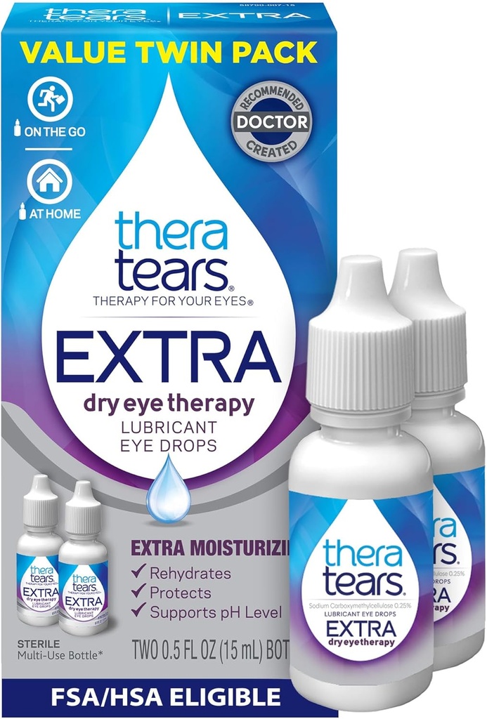 TheraTears Extra Dry Eye Drops, Twin Pack, 2 μπουκάλια x 0.5 fl oz (πακέτο του 1)