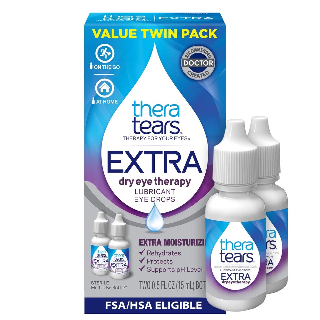 TheraTears Extra Kuru Eye Drops, Twin Pack, 2 Şişes x 0,5 fl oz (Pack of 1)