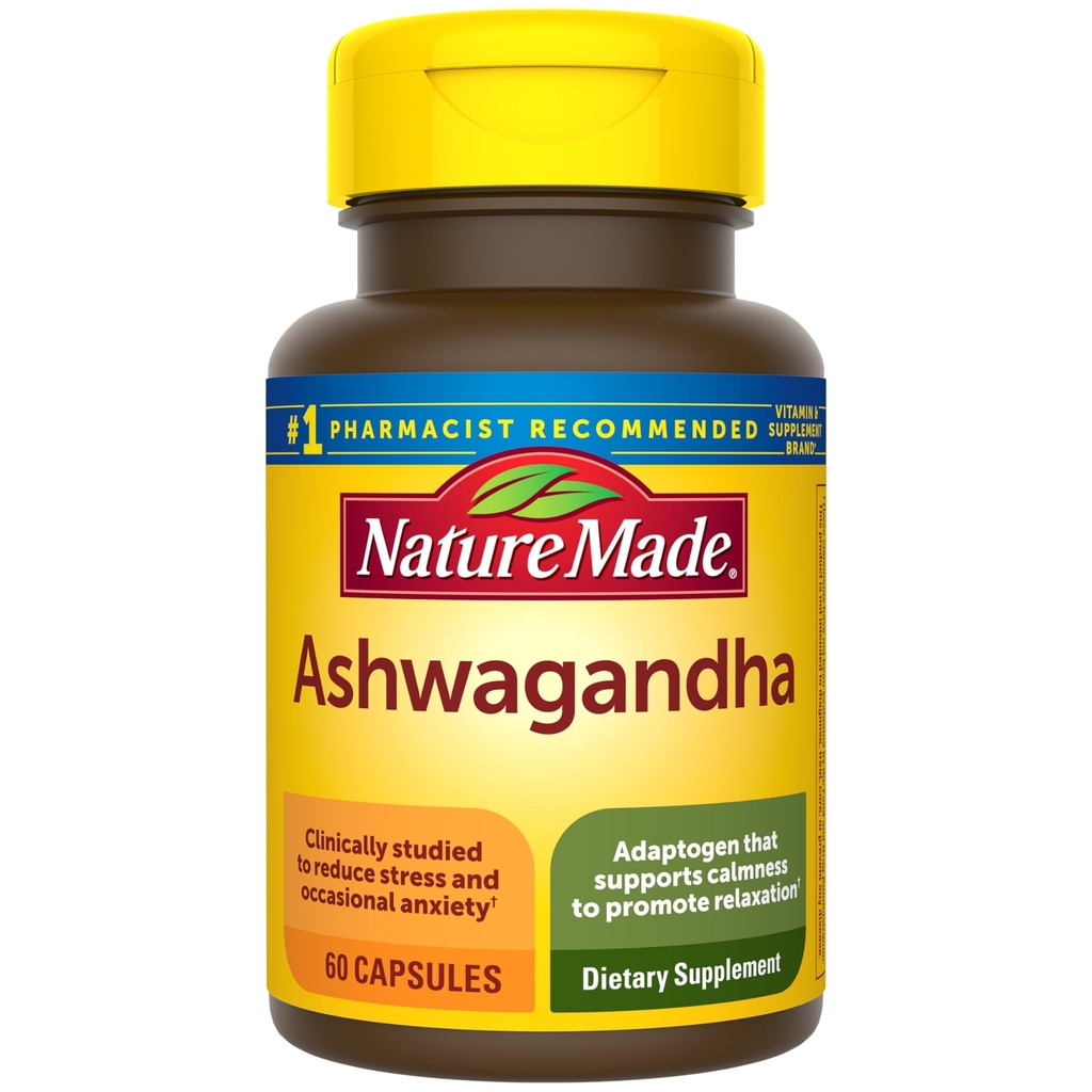 Nature Made Ashwagandha Capsules 125 mg for Stress Support, 60 Capsules, 60 Day Supply