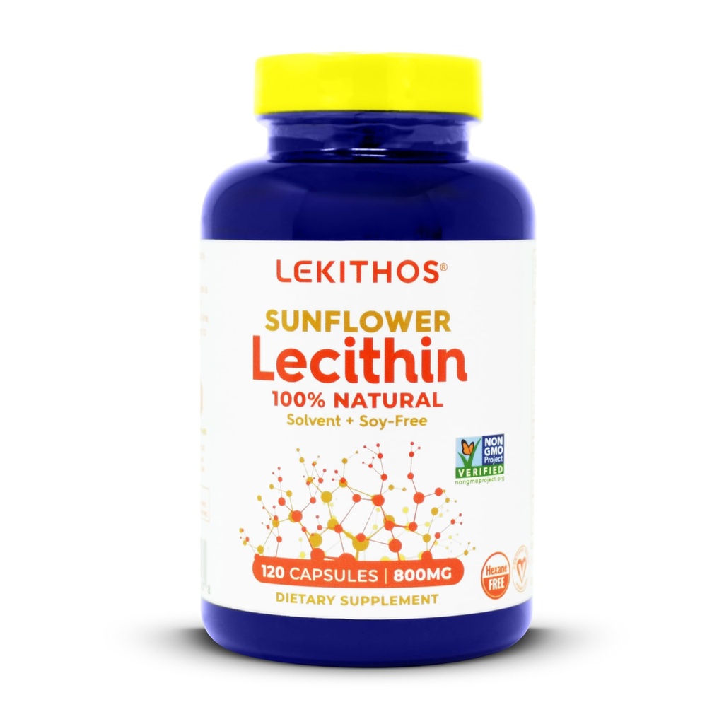 100% All-Doğal Sunflower Lecithin Capsules,1600 mg Lecithin Supplement for Men and Women, 120 Count Softgel Capsules. Lactation Support için harika! Cold Pressed, Vegan & Non-GMO