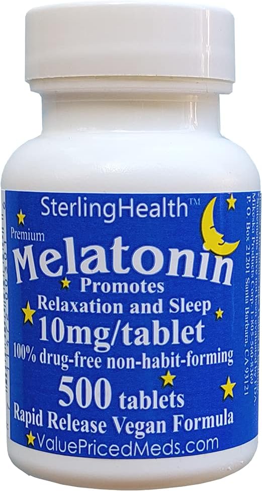 Melatonin 500 count 10mg Quick Dissolve Vegan Super Strength