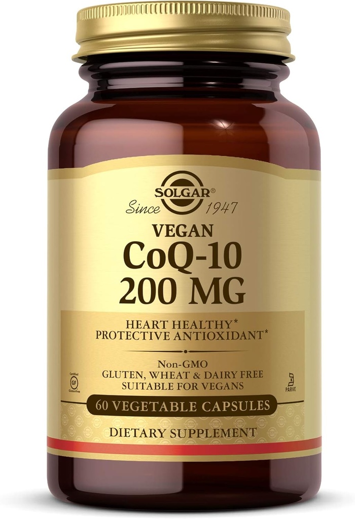 Solgar Vegetarian CoQ-10 200 mg, 60 Sebze Kapsülleri - Kalp Sağlıklı, Koruyucu Antioksi - Coenzyme Q10 (CoQ-10) Tamam - Vegan, Gluten Free, Dairy Free, Kosher - 60 Hizmetler
