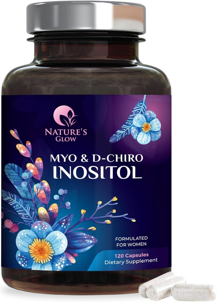 Myo-Inositol & D-Chiro Inositol 1025 mg - 40:1 Ovarian Desteği için İdeal Oran, Vegan Myo & D Chiro Supplement for Women's Natural Balance and Hormon Support, B8, Non-GMO - 120 Capsules