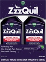 ZzzQuil Liquid, Max Strength Pain Reliever, Nighttime Sleep Aid Liquid, Acetaminophen 1000 mg, Diphenhydramine 50 mg HCI, Non-Habit Form, Midnight Berry Flavored, 2 Pack, 24 FL OZ