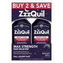 ZzzQuil Liquid, Max Strength Pain Reliever, Nighttime Sleep Aid Liquid, Acetaminophen 1000 mg, Diphenhydramine 50 mg HCI, Non-Habit Form, Midnight Berry Flavored, 2 Pack, 24 FL OZ