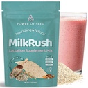 Milkrush Lactation Support for Breastfeeding-Oats Seeds & Almond Lactation Drink Mix - Enrich Milk for Breastfeeding with Superfood Omega 3, Iron & Calcium - Kosher Certified - 12oz Bag
