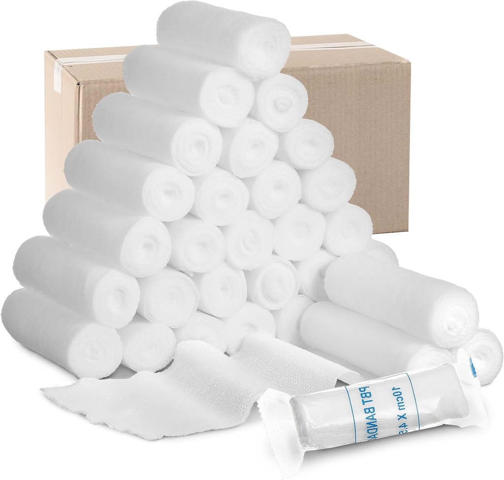 Treela 100 Rolls Gauze Bandage, x 5 Yards, Elastic Bandages Bireysel Ambalaj Sterile Geçme İlk Yardım Pads Tıbbi Nefes Alınabilir Gauze Roll Güvenlik Yaraları ve Malzemeleri Için Soğutmalı