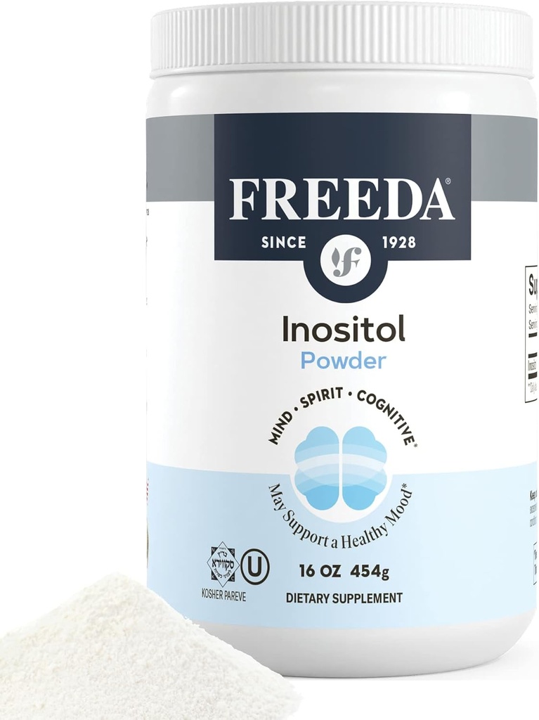 FREEDA Pure Myo-Inositol Powder – Vitamin B8 for Hormone, Mood & Cellular Health – Supports Fertility, Focus, Energy & Nervous System Function – Kosher, Vegan, Non-GMO, Gluten-Free (16 oz)