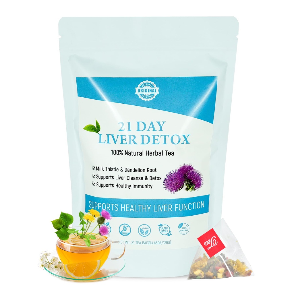 Laicuherb Milk Butle Liver Detox Çayı Digestion ve Immunity, Natural 21 Day Liver Cleanse Herbal Tea for Liver Cleansing & Stomach Care, Caffeine Free, 21 Teabags