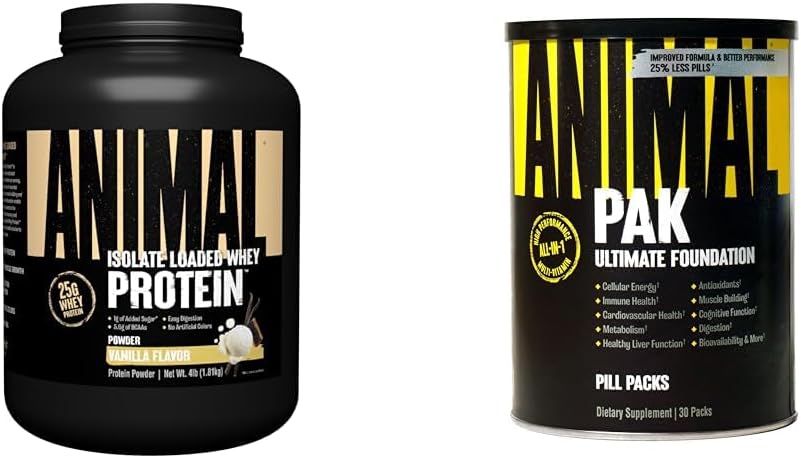 Animal Whey Isolate Whey Protein Toz 4 Pound Pak All-in-One Vitamin & Supplement Pack 30 Count