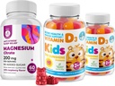 Çocuklar için D Gummies &Adults 2000 IU ve Magnezyum Gummies - Sağlıklı Vitamin D3 Supplements 1000IU - Vejetary Gelatin-Free Immune Support with Sugar-Free Magnezyum Calm Chews for Kids&Adults