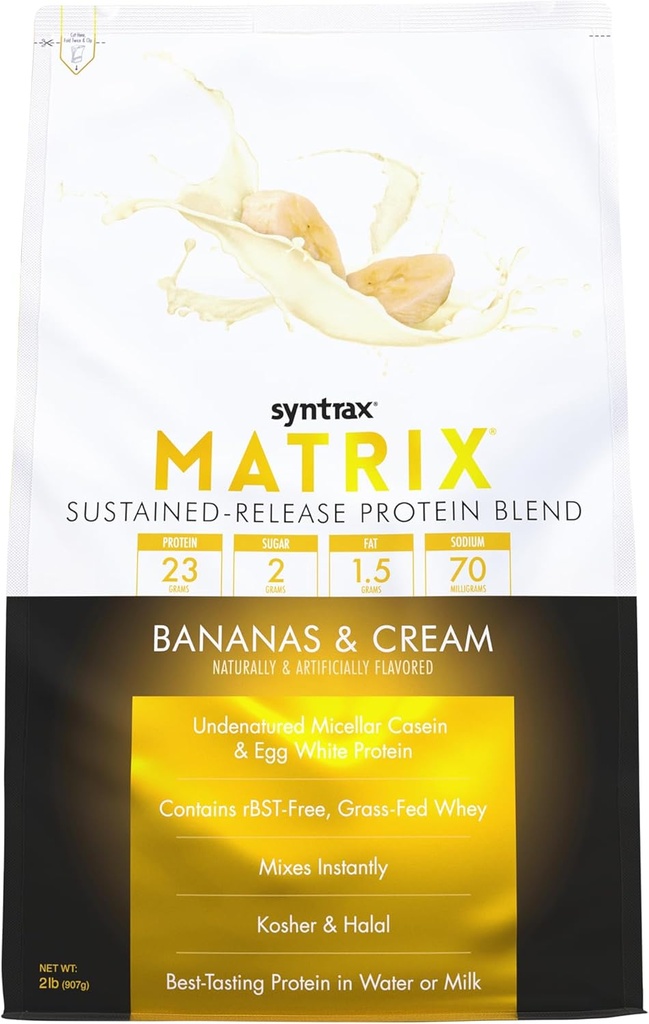 Syntrax Beslenme Matrix - Sustained-Release proteini, Bananas & Cream 2 lbs.