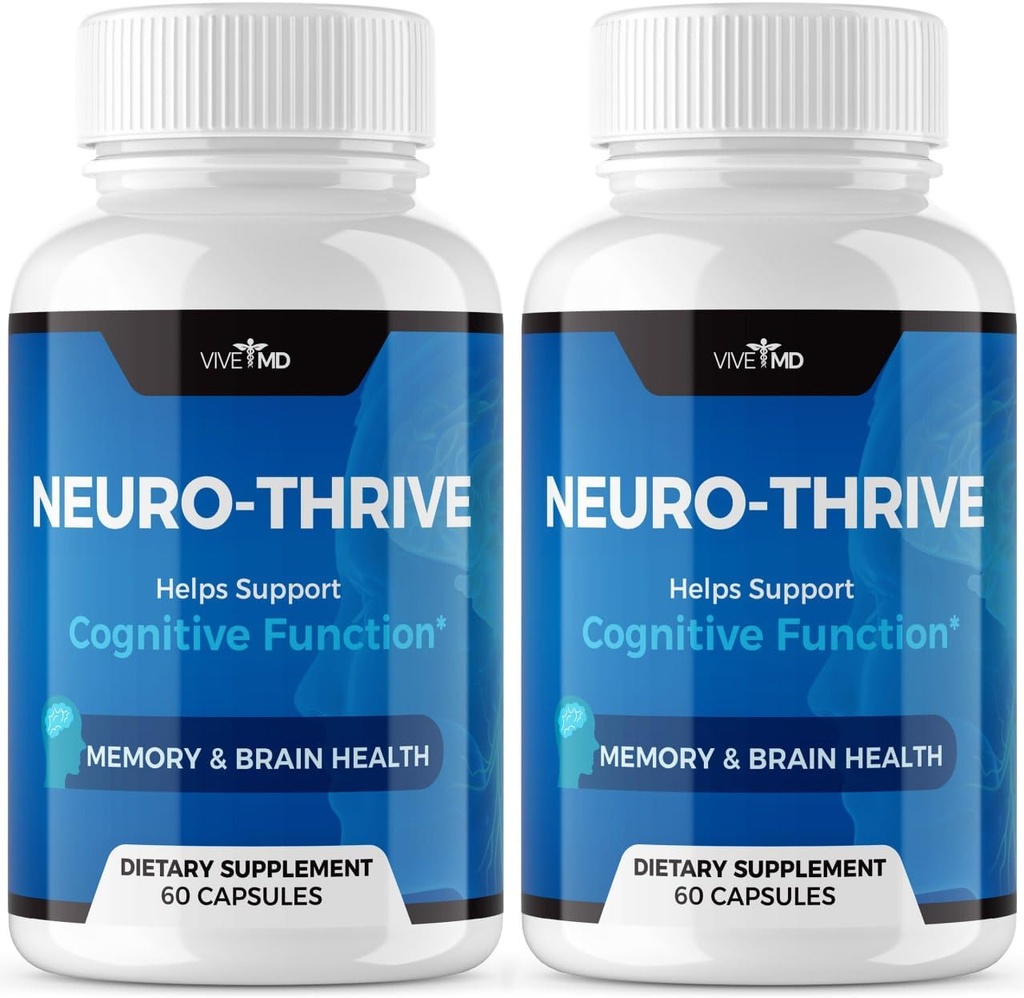 VIVE MD Neuro Thrive Brain Supplement - Επίσημη Φόρμουλα - Neuro Thrive PQQ, Neuro Thrive για επιπλέον δύναμη με εκχύλισμα Ginkgo Biloba, εκχύλισμα Siberian Ginseng (2 Pack)
