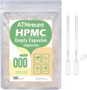 000 Boş Vegan Capsules 2 Micro Spoons - 100 Kont Boş Vegetarian Capsule - Tozlar Supplements için Boş Pill Capsules