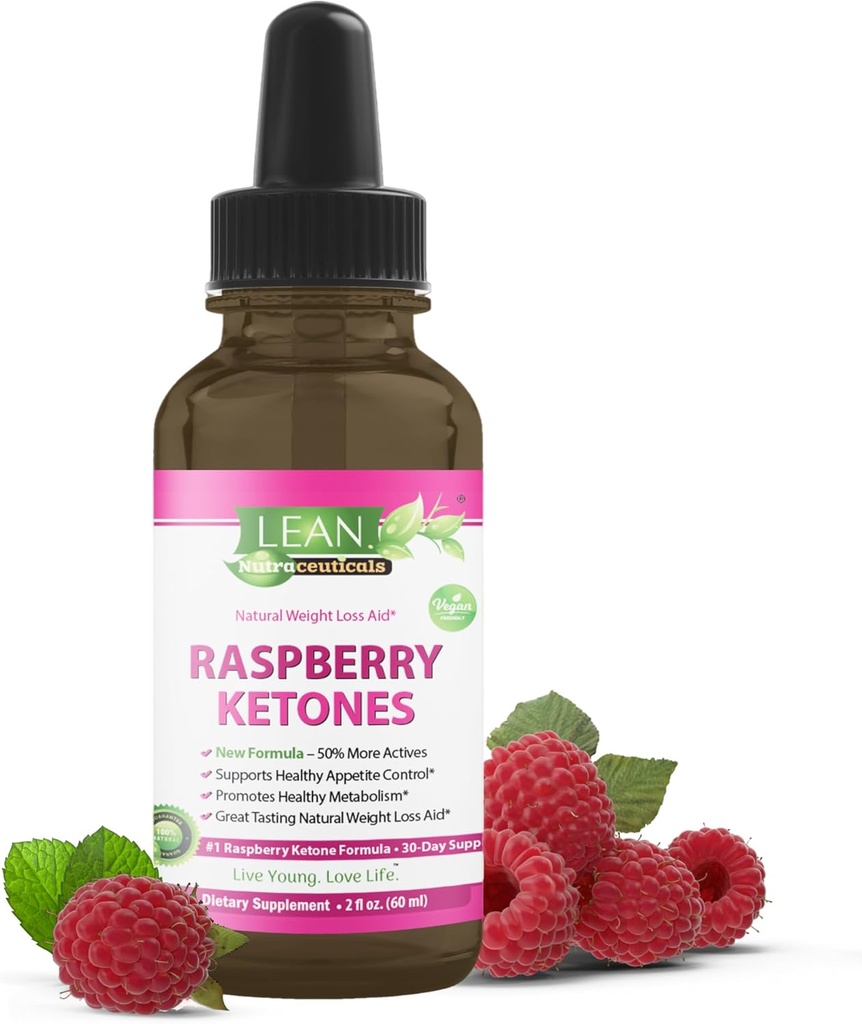 Lean Nutra Chem Drops - Kadınlar ve Erkekler için Raspberry Ketones Supplement, Metabolism & Cravings, Vegan Liquid Formula ACV, Green Tea, African Mango – 60 ml
