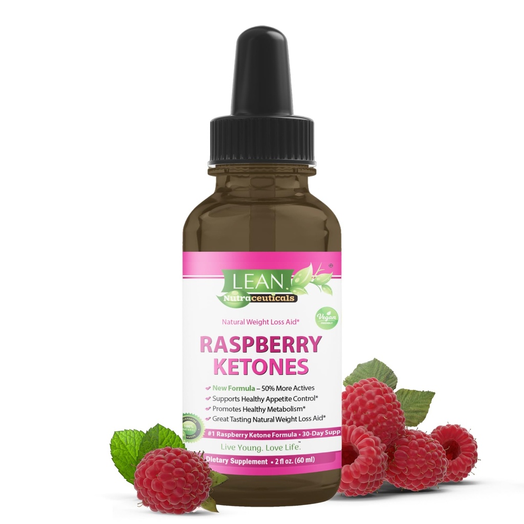 Lean Nutra Chem Drops - Kadınlar ve Erkekler için Raspberry Ketones Supplement, Metabolism & Cravings, Vegan Liquid Formula ACV, Green Tea, African Mango – 60 ml