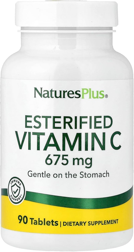 NaturesPlus Esterified C - 675 mg, 90 Tabletler - Stomach'ta Nazi - Vejetaryen, Gluten Free - 90 Hizmetler
