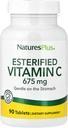 NaturesPlus Esterified Vitamin C - 675 mg, 90 δισκία - Απαλό στομάχι - χορτοφαγικά, χωρίς γλουτένη - 90 σερβιρίσματα